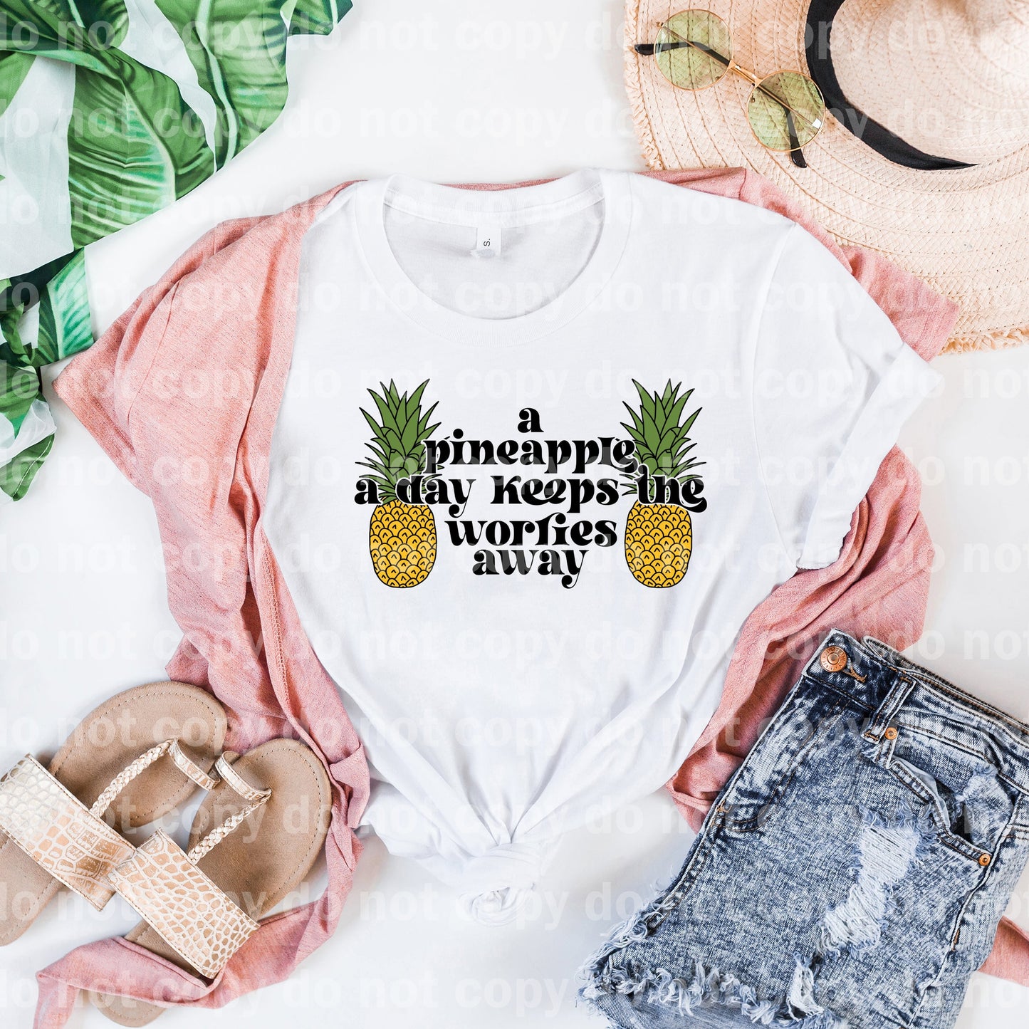 A Pineapple A Day Keeps The Worries Away Full Color/One Color Dream Print or Sublimation Print