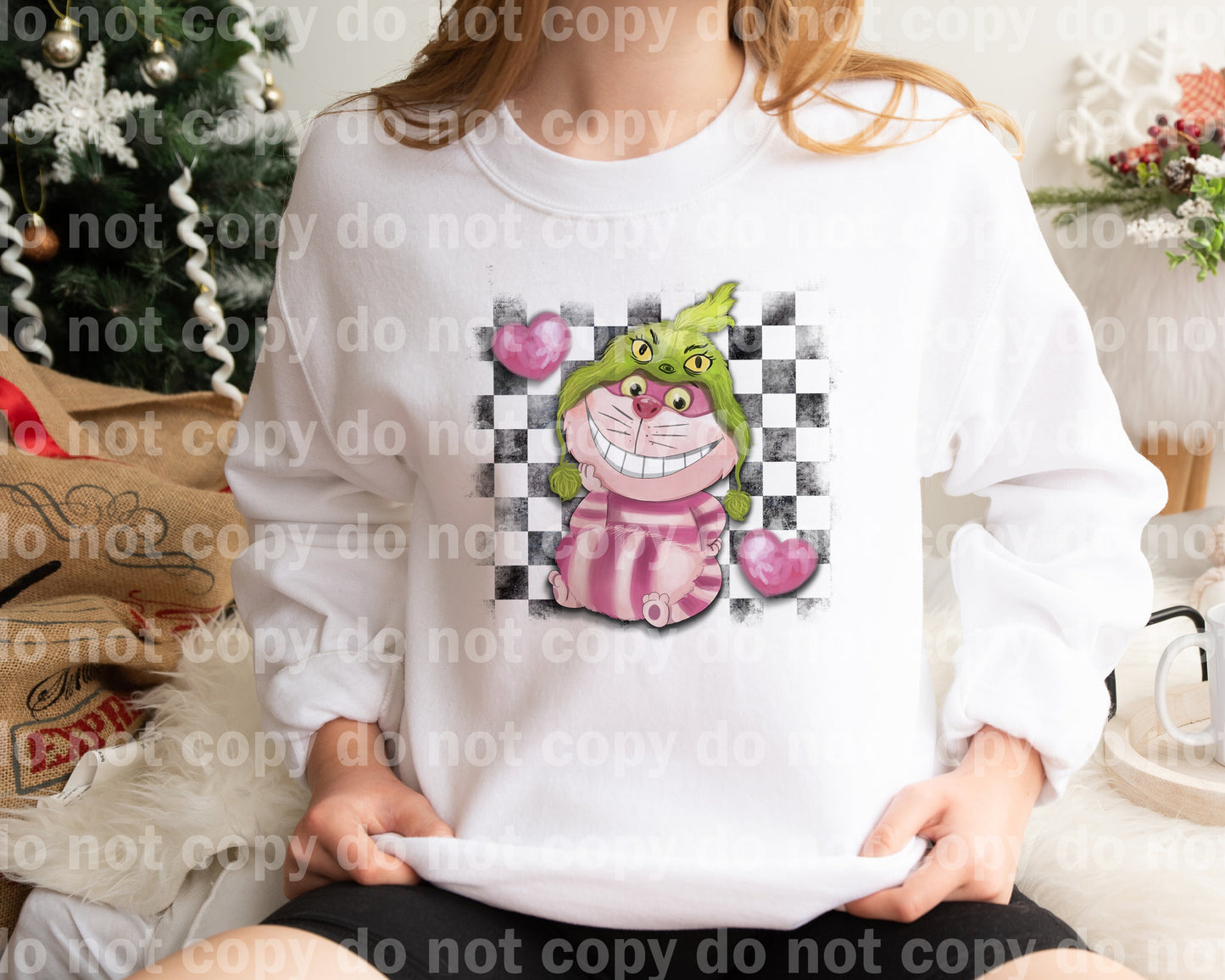 Pink Cat Christmas Dream Print or Sublimation Print