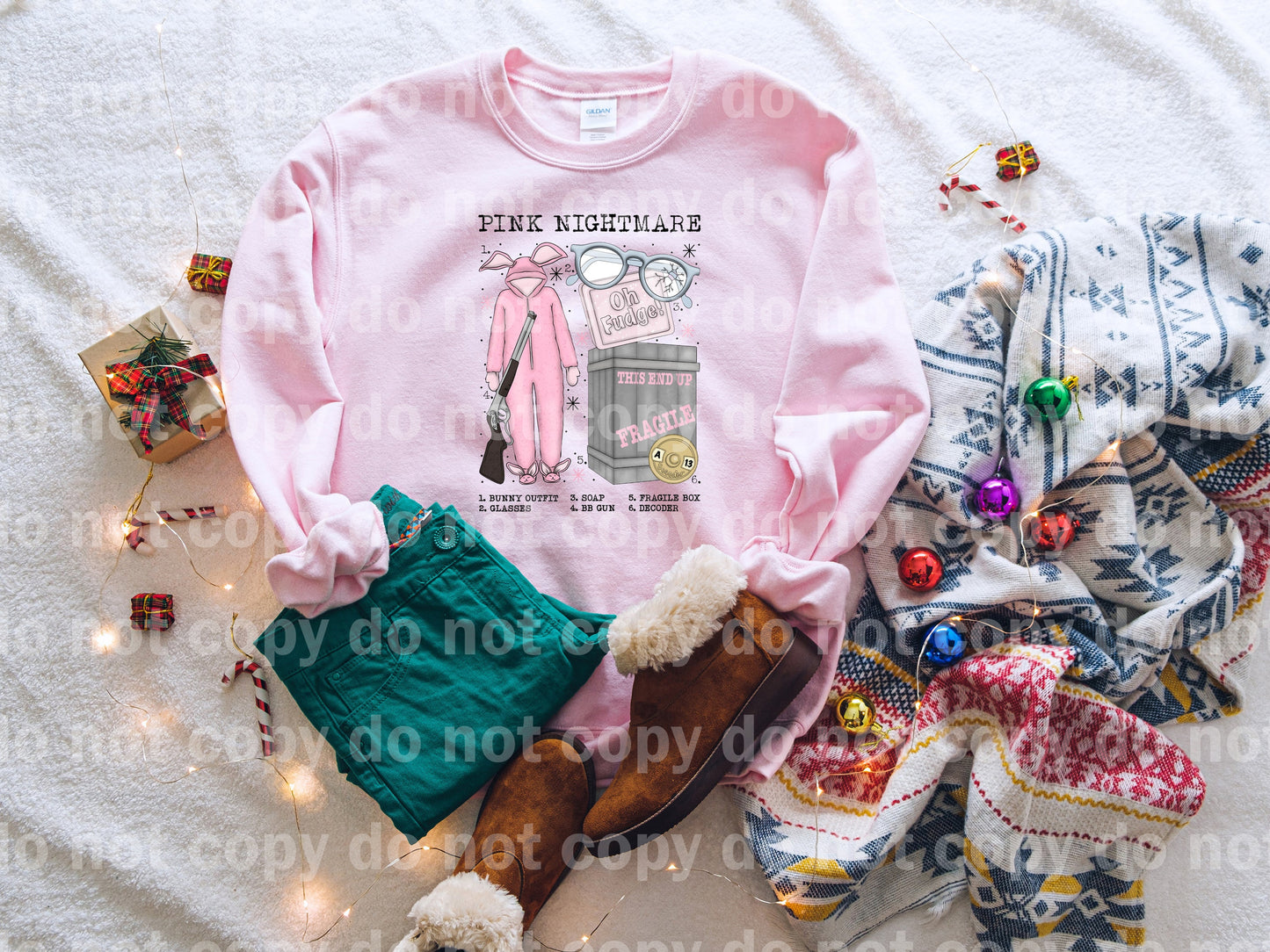 Pink Nightmare Girlie Christmas Chart Dream Print o Impresión de sublimación
