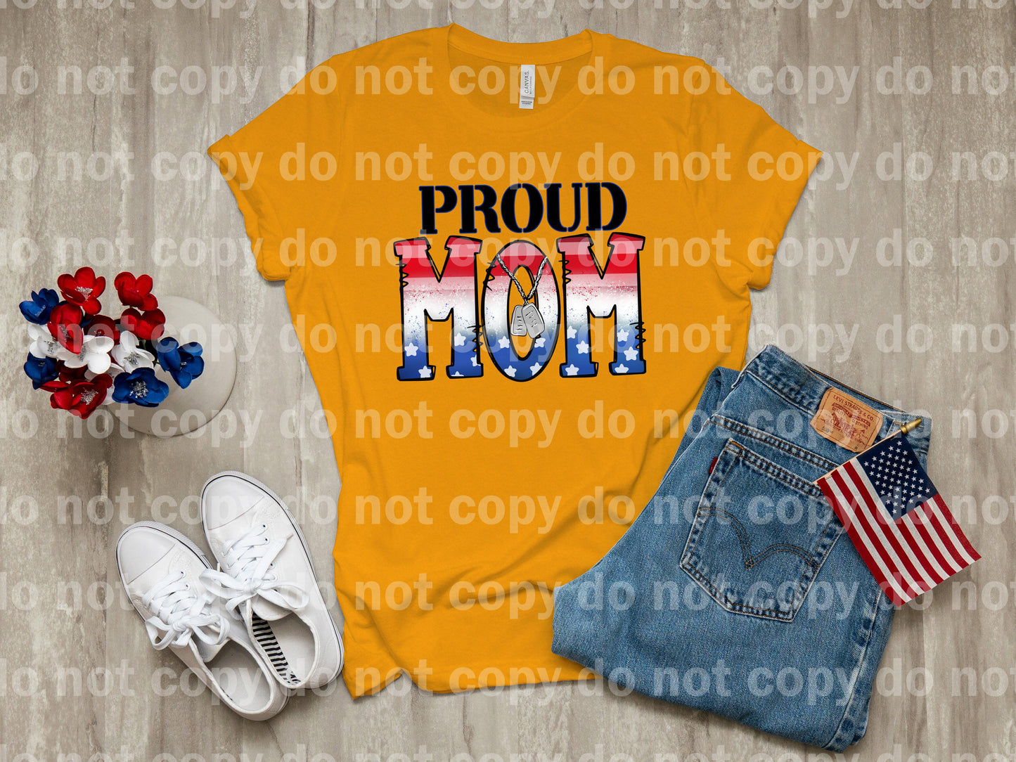 Proud Mom Red White Blue Dream print transfer