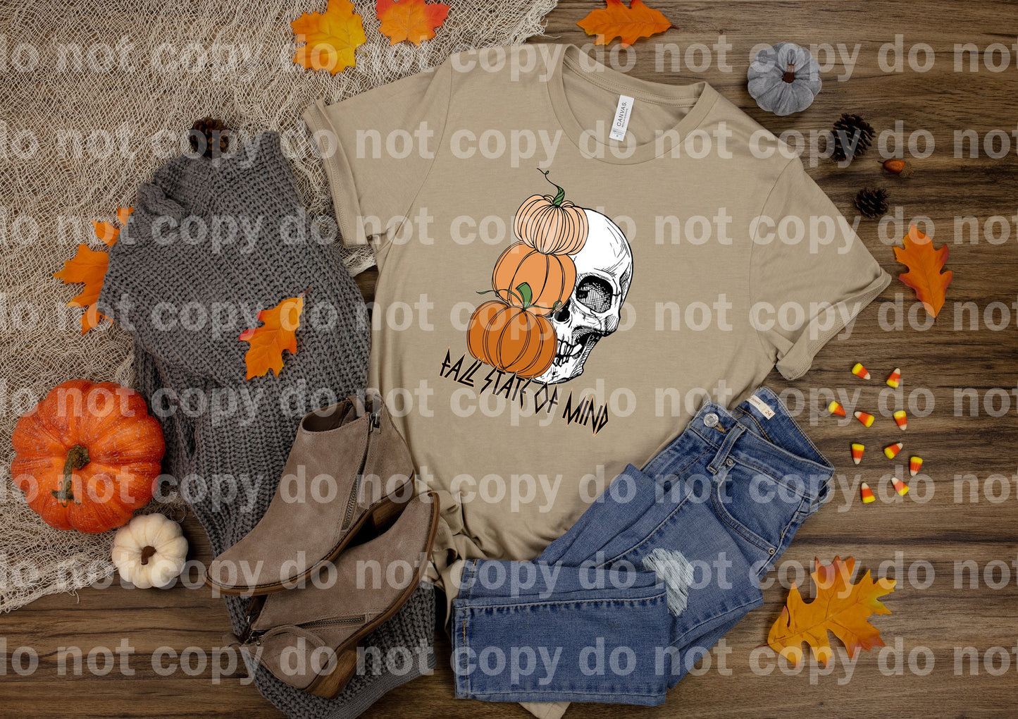 Fall State of Mind Pumpkins and Skeleton Full Color/One Color Dream Print or Sublimation Print