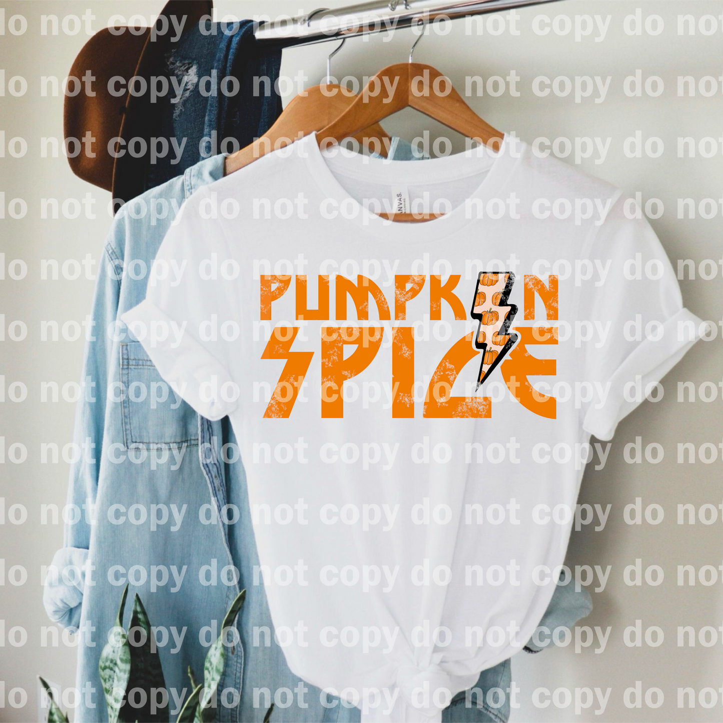 Pumpkin Spice Lightning Bolt Distressed Full Color/One Color Dream Print or Sublimation Print