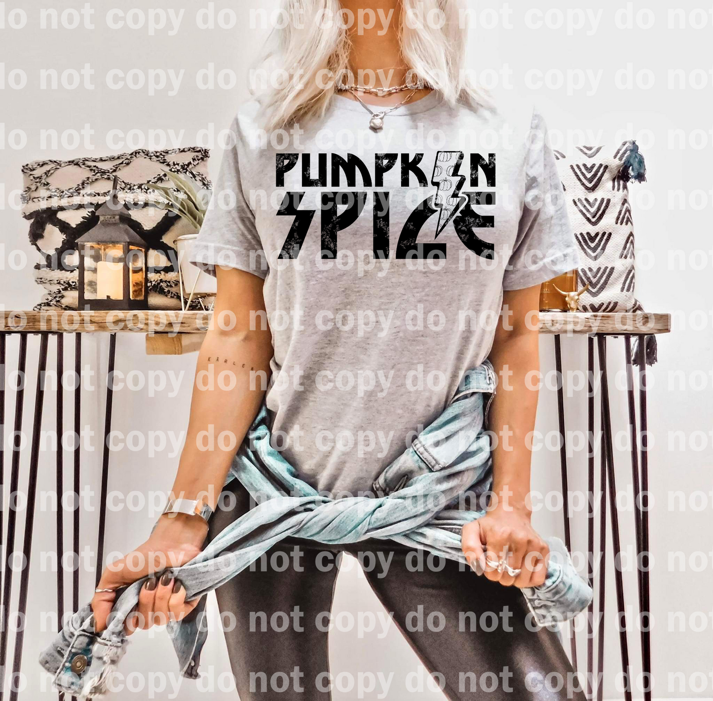 Pumpkin Spice Lightning Bolt Distressed Full Color/One Color Dream Print or Sublimation Print