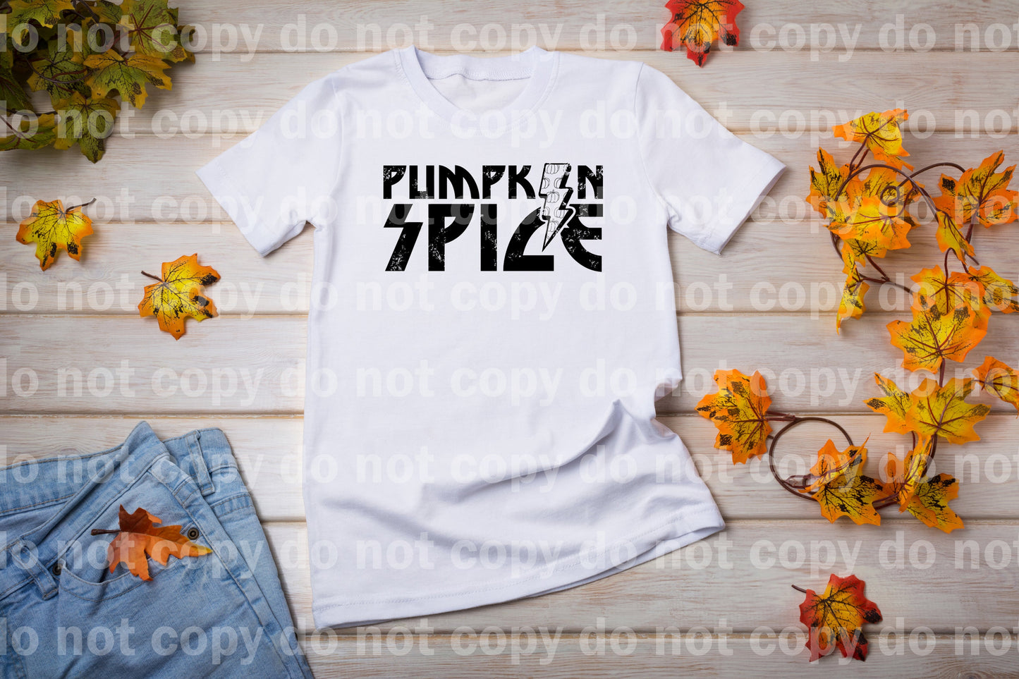 Pumpkin Spice Lightning Bolt Distressed Full Color/One Color Dream Print or Sublimation Print