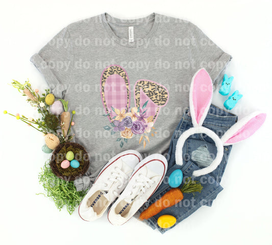 Purple Plaid Leopard Bunny Ears Dream print transfer