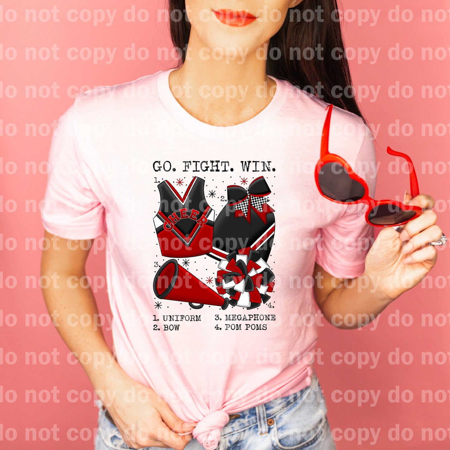 Go Fight Win Cheer Chart Red And Black Dream Print or Sublimation Print