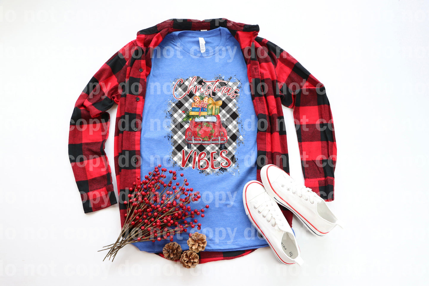 Red Car Christmas Vibes Plaid Dream Print o Impresión por sublimación