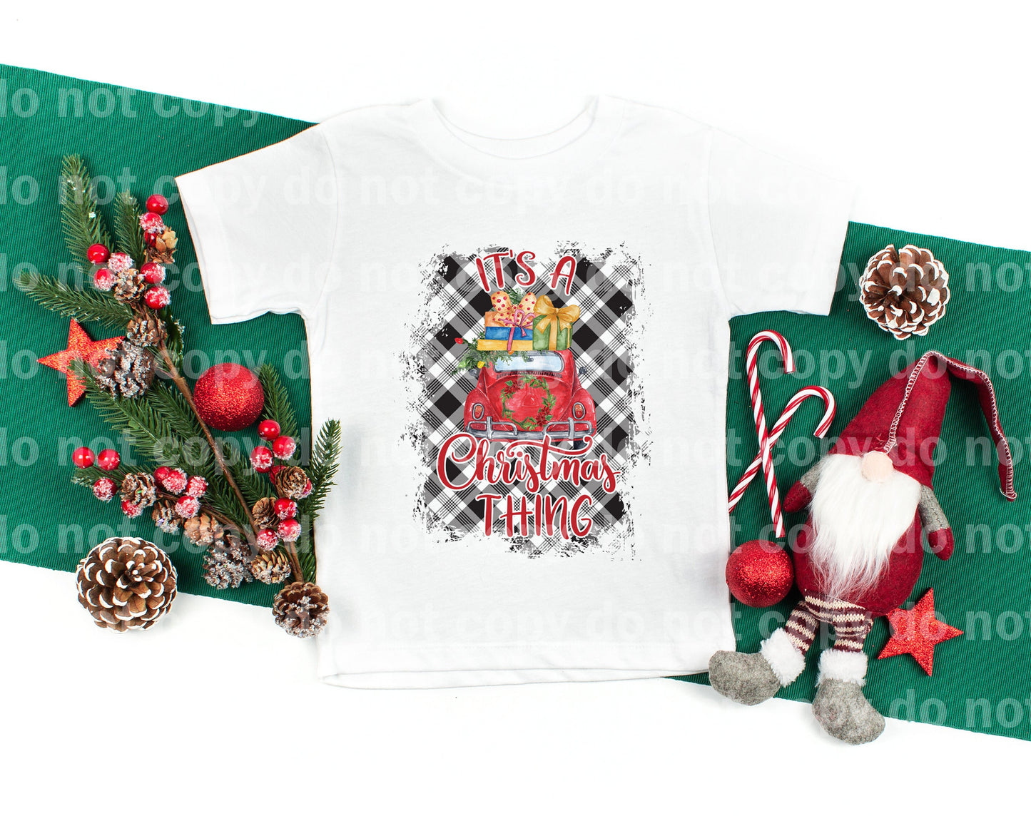 Red Car It's A Christmas Thing Plaid Dream Print or Sublimation Print