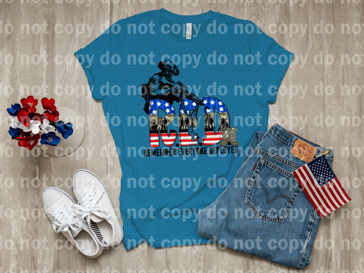 Remember Everyone Deployed RED USA Flag Dream Print or Sublimation Print