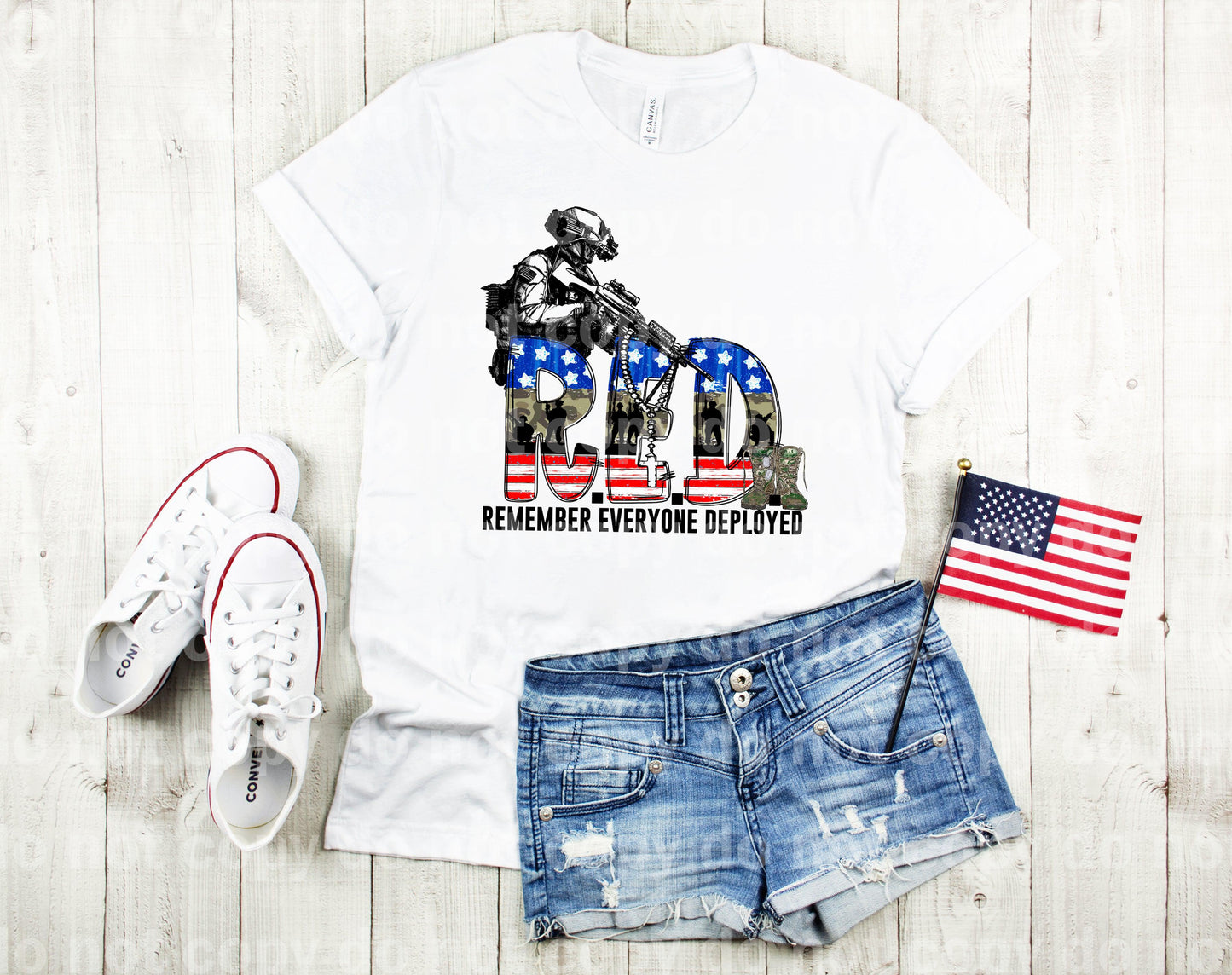 Remember Everyone Deployed RED USA Flag Dream Print or Sublimation Print