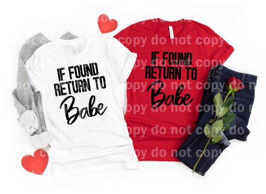 If Found Return To Babe Typography Distressed Black/White Dream Print or Sublimation Print