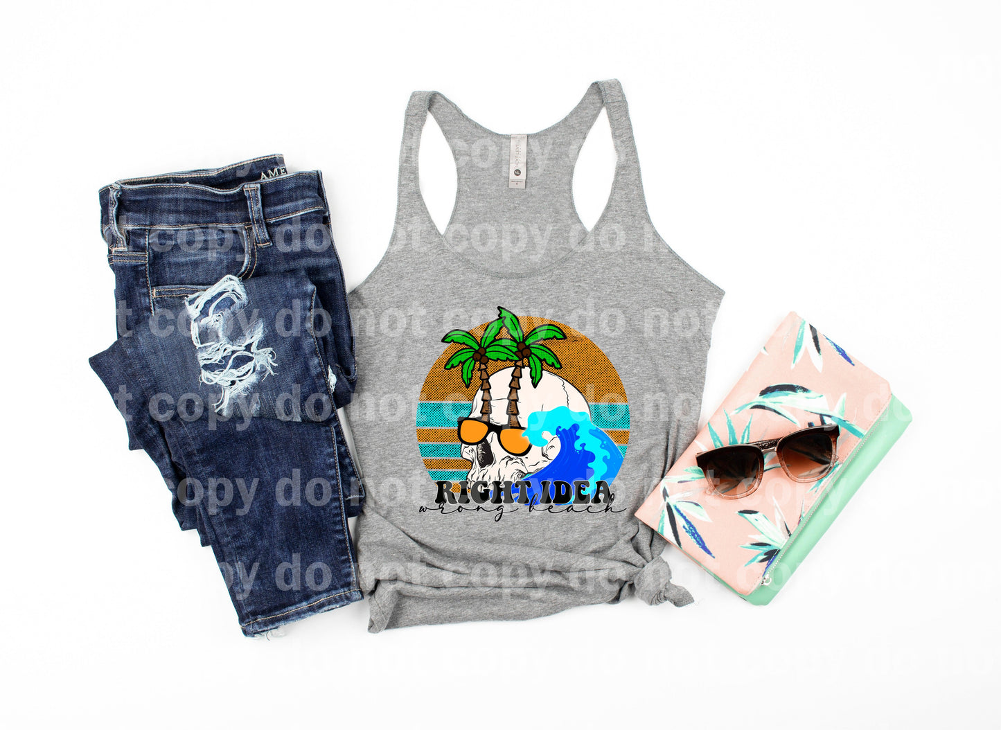 Right Idea Wrong Beach Skull Dream Print or Sublimation Print