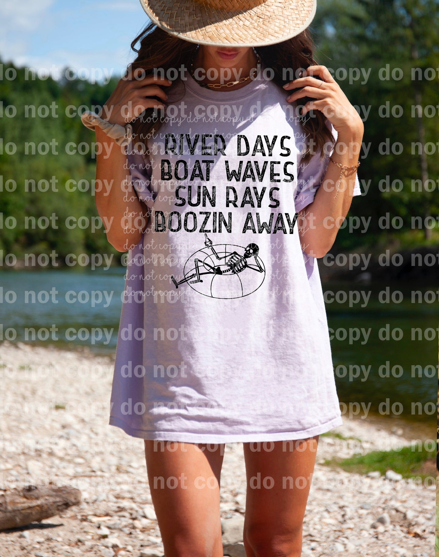 River Days Boat Waves Sun Rays Boozin Away Skellie Dream Print or Sublimation Print