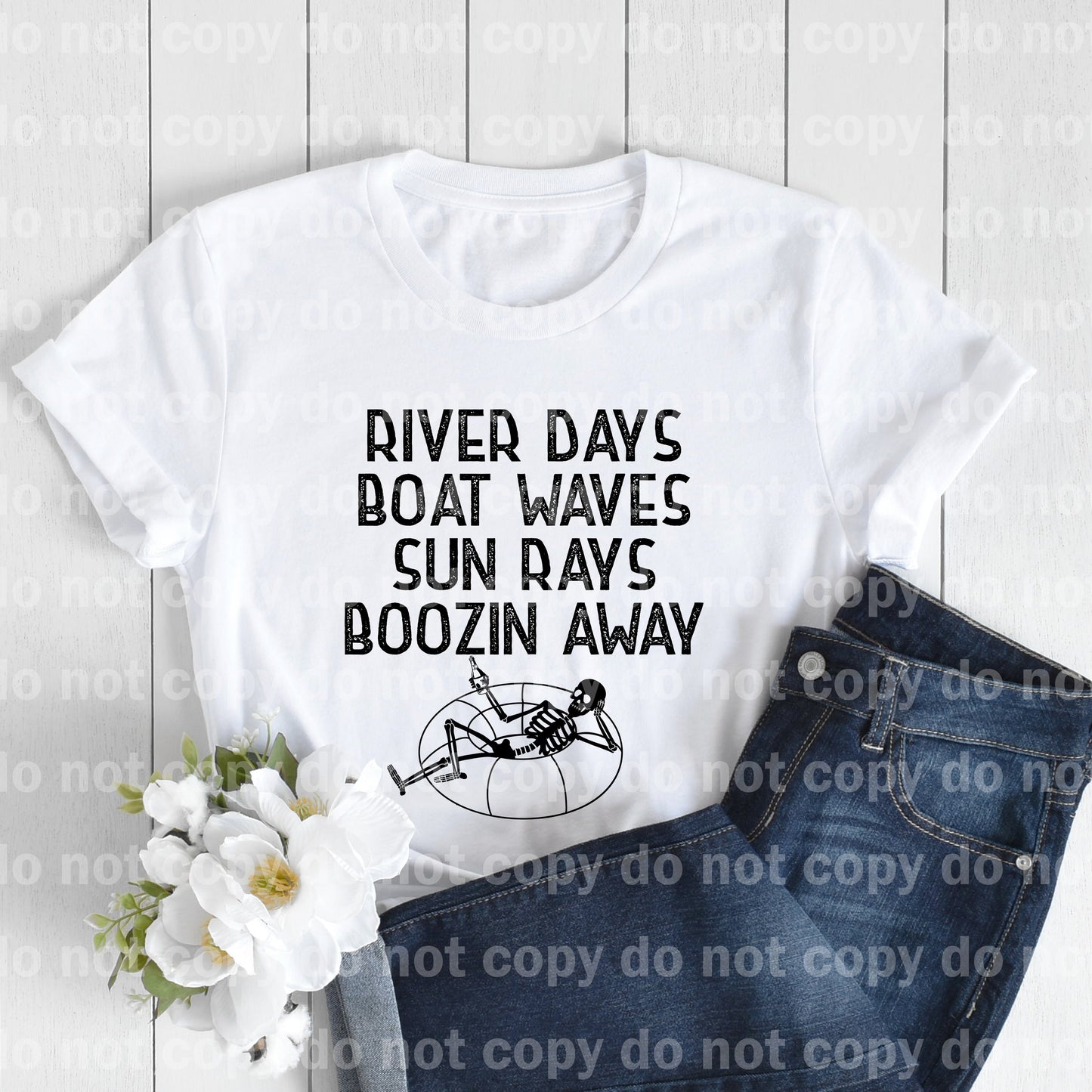 River Days Boat Waves Sun Rays Boozin Away Skellie Dream Print or Sublimation Print