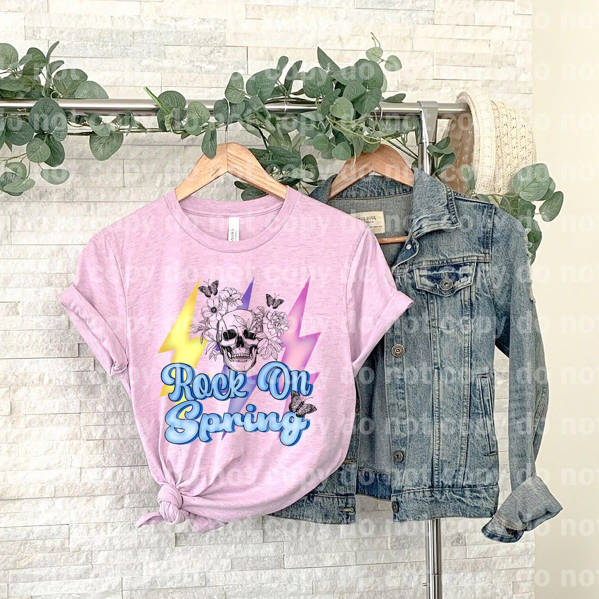Rock On Spring Skull Flower Butterflies Dream print transfer