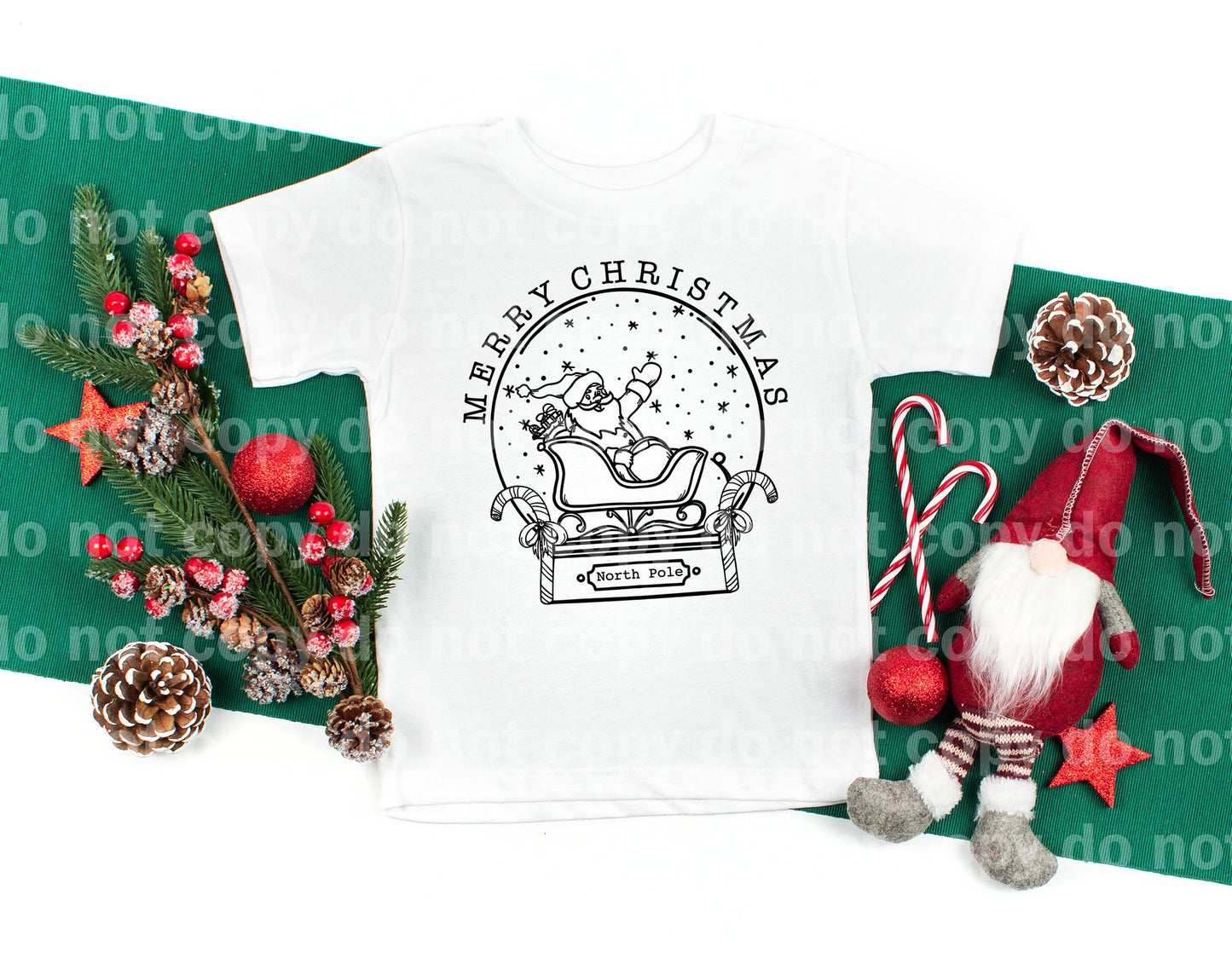 Merry Christmas Santa Snow Globe Black/White Dream Print or Sublimation Print