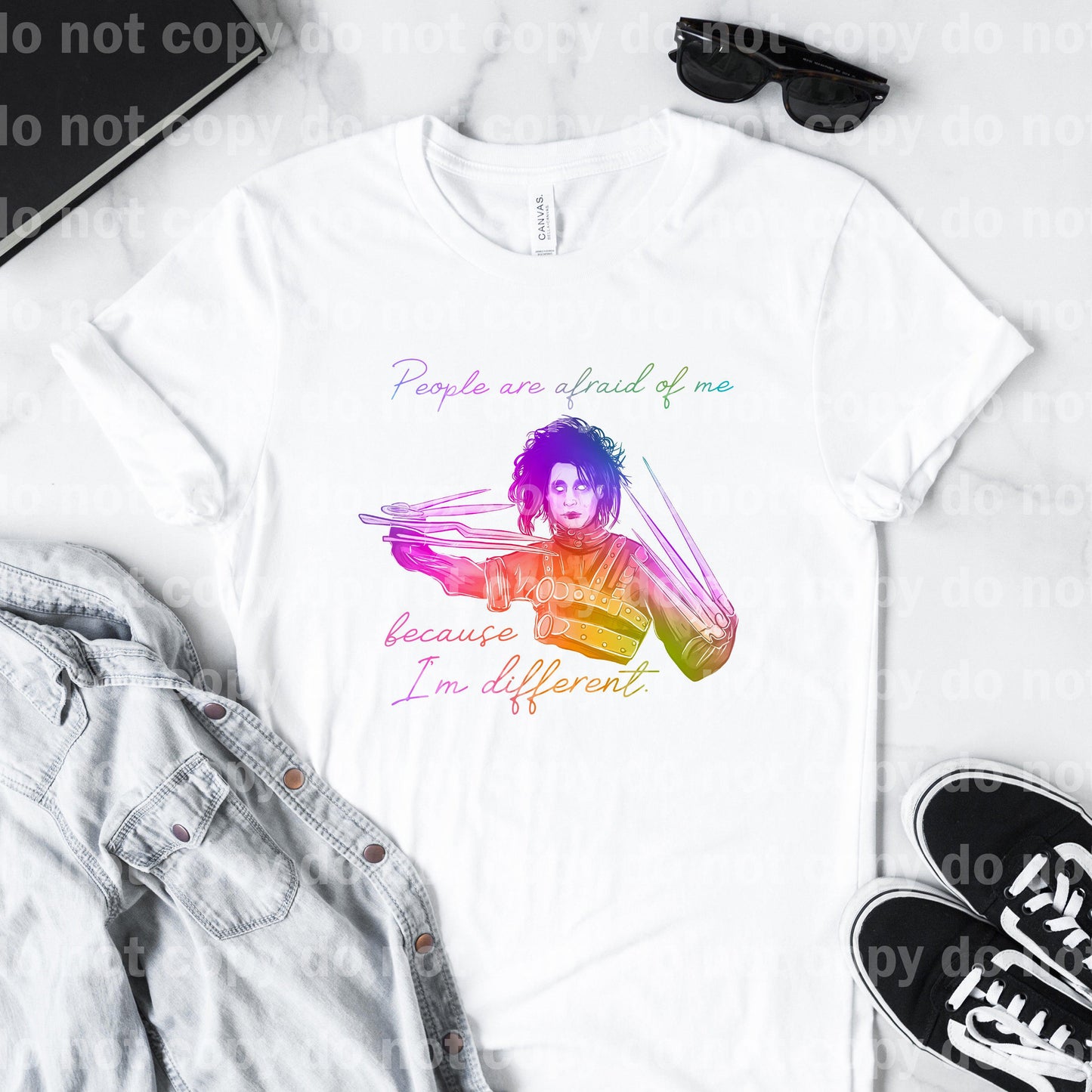 People Are Afraid Of Me Because I'm Different Scissorhands Pastel or rainbow  Color Style Dream Print or Sublimation Print