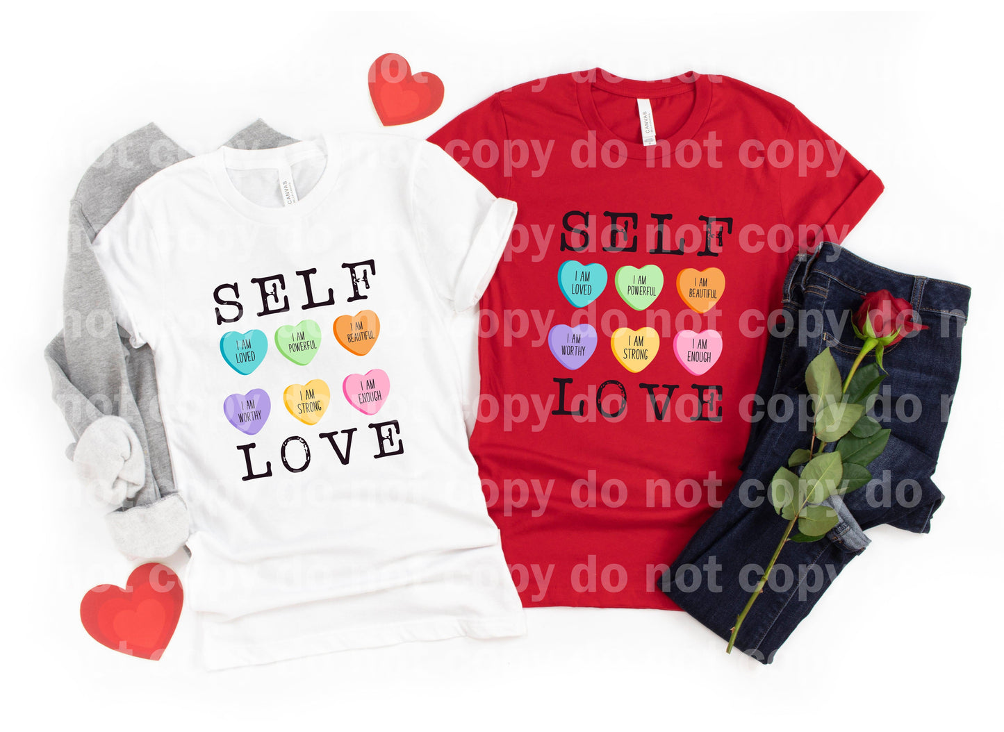 Self Love Hearts Dream print transfer