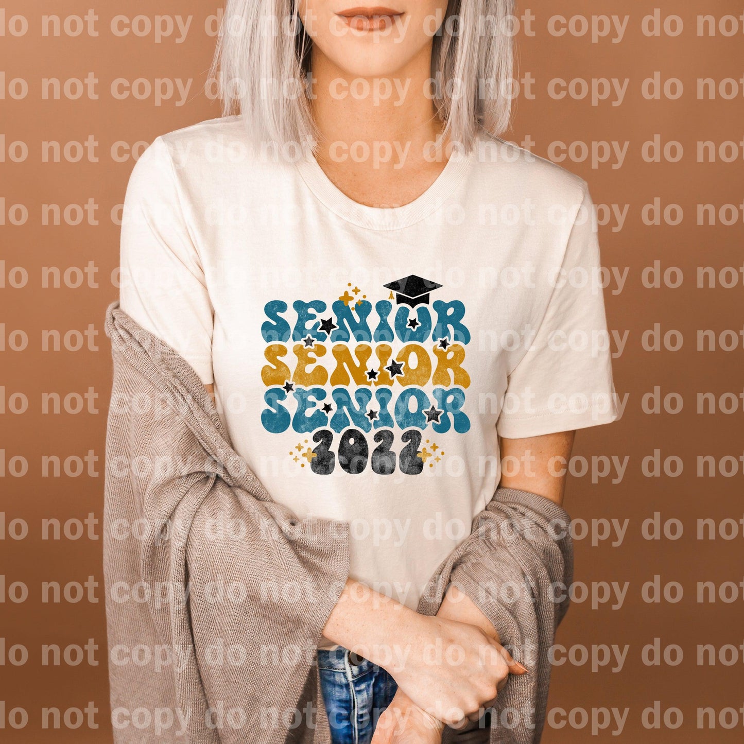 Senior 2022 Word Stacked Blue Gold Dream Print or Sublimation Print