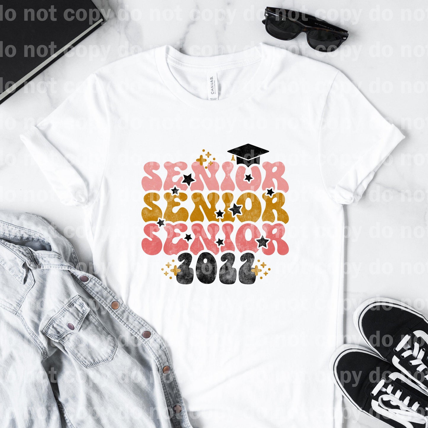 Senior 2022 Word Stacked Pink Gold Dream Print or Sublimation Print