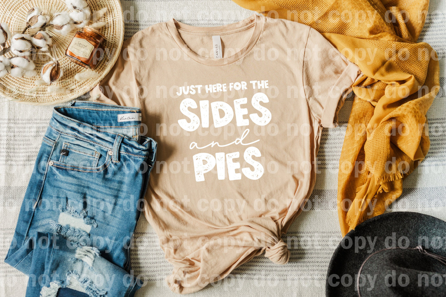 Just Here For The Sides And Pies Distressed Black/White Dream Print or Sublimation Print