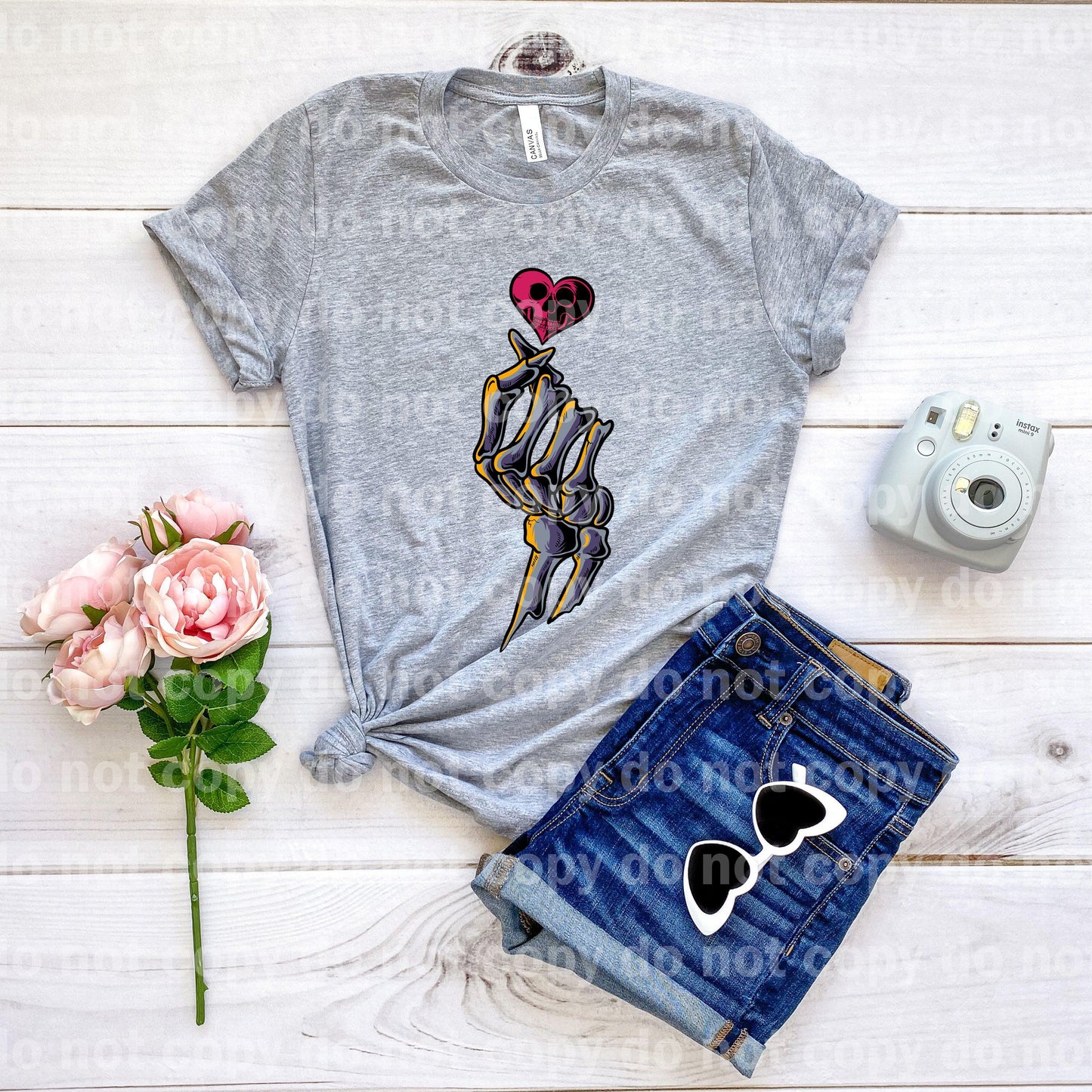 Skeleton Heart Skull Dream print transfer