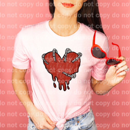 Skellie Hand Holding Heart Distressed Full Color/One Color Dream Print or Sublimation Print