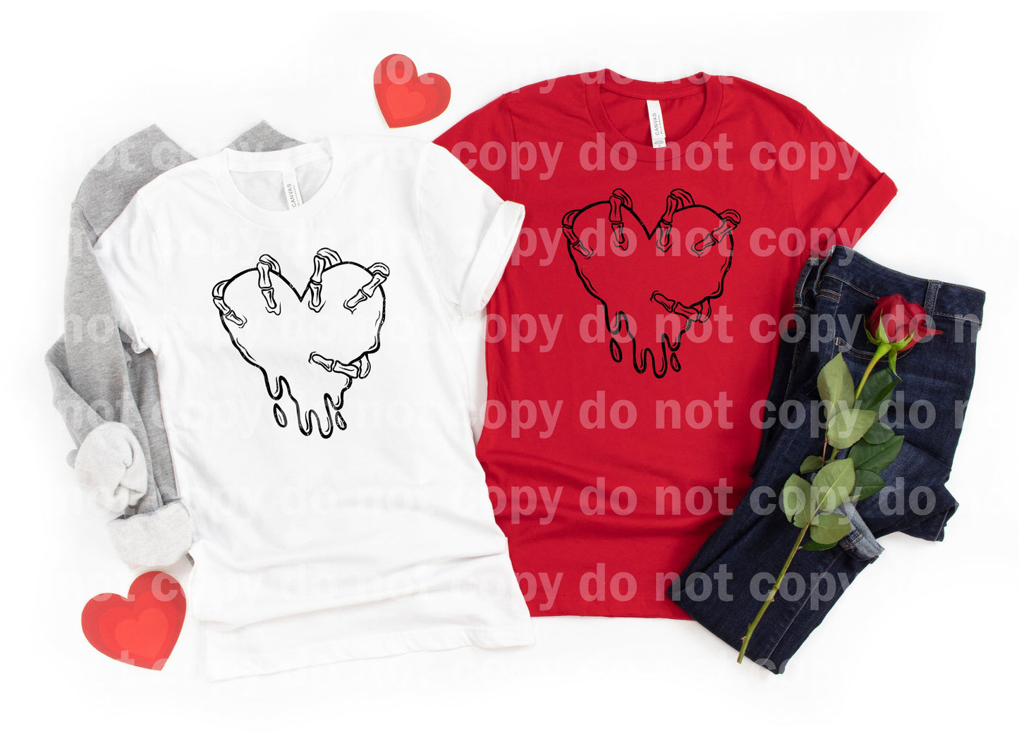 Skellie Hand Holding Heart Distressed Full Color/One Color Dream Print or Sublimation Print
