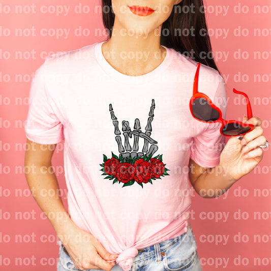 Skellie Hand With Roses Distressed Full Color/One Color Dream Print or Sublimation Print