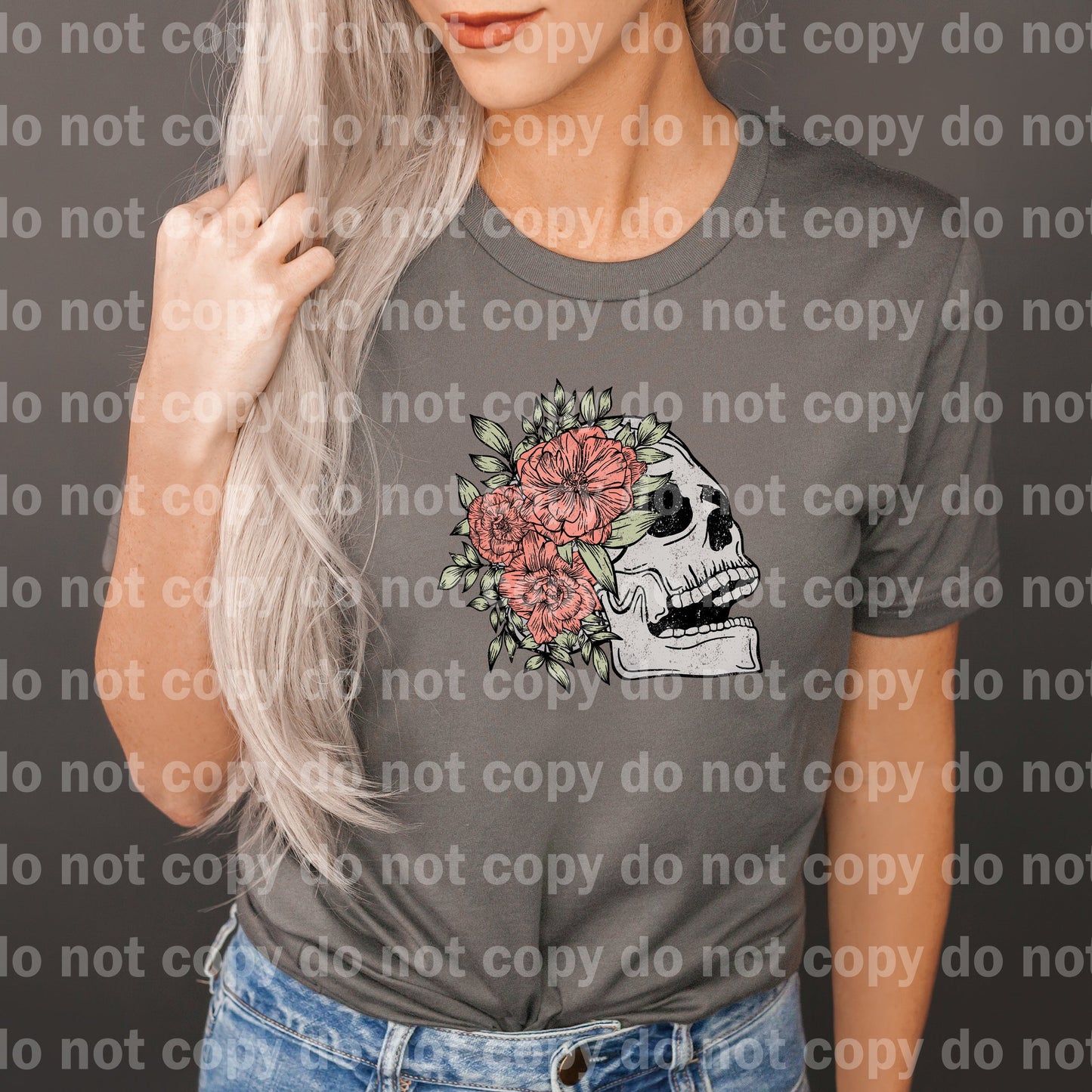 Floral Skull Distressed Full Color/One Color Dream Print or Sublimation Print