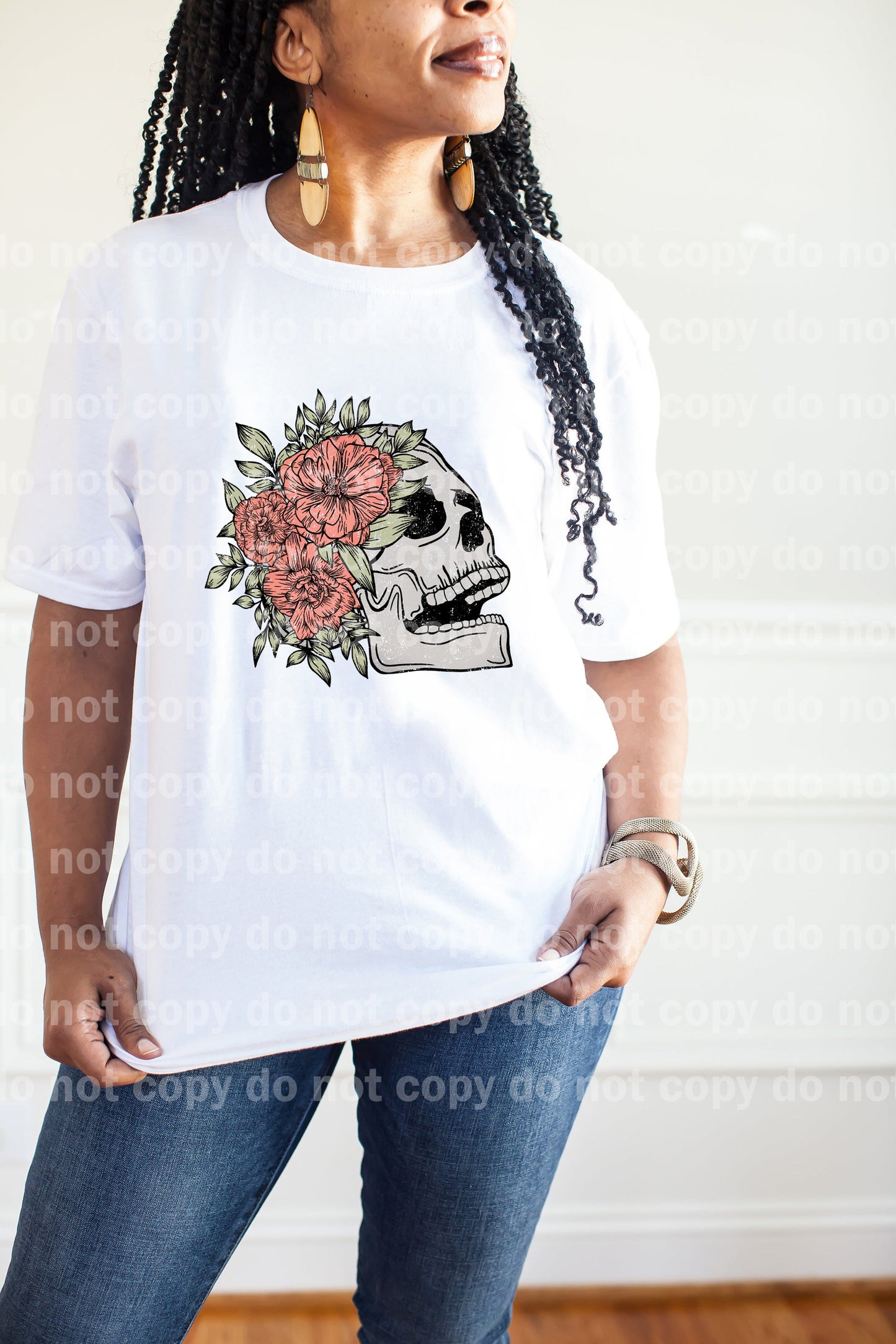 Floral Skull Distressed Full Color/One Color Dream Print or Sublimation Print