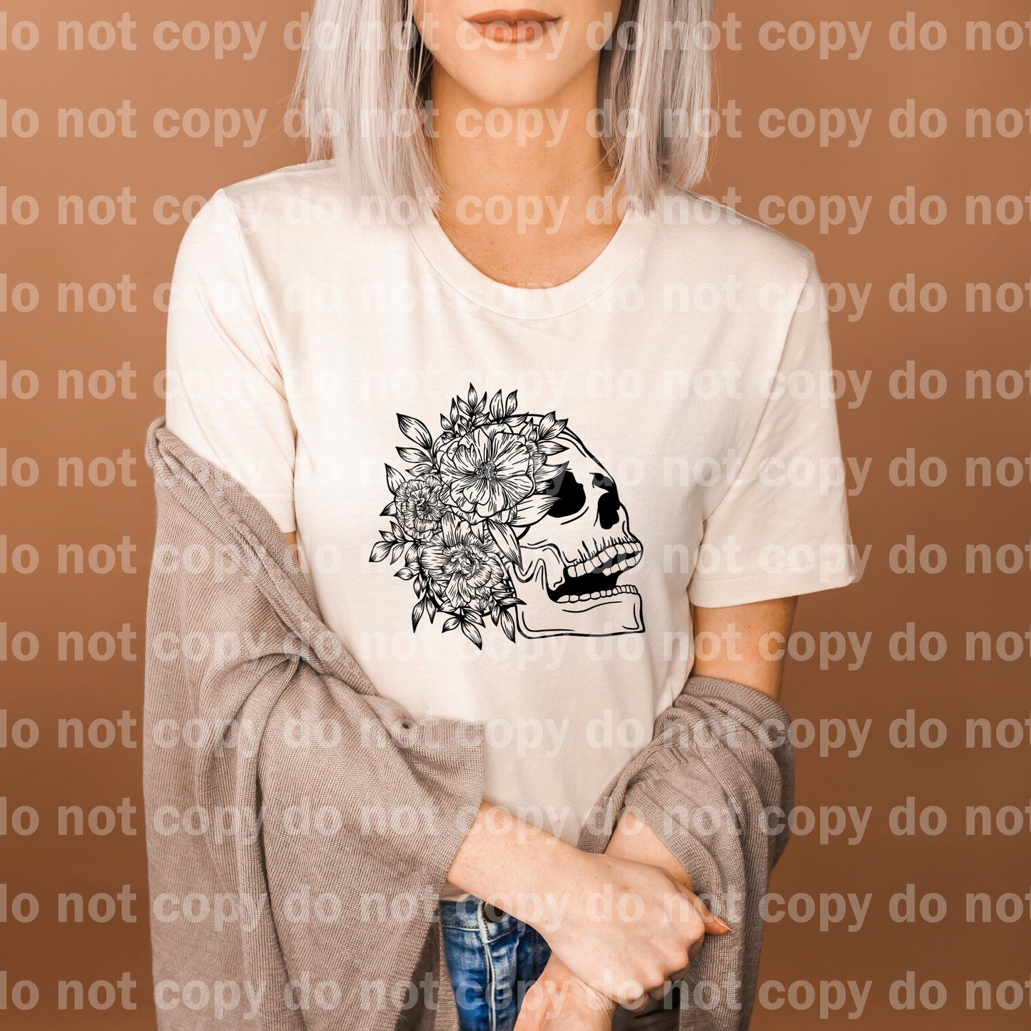 Floral Skull Full Color/One Color Dream Print or Sublimation Print