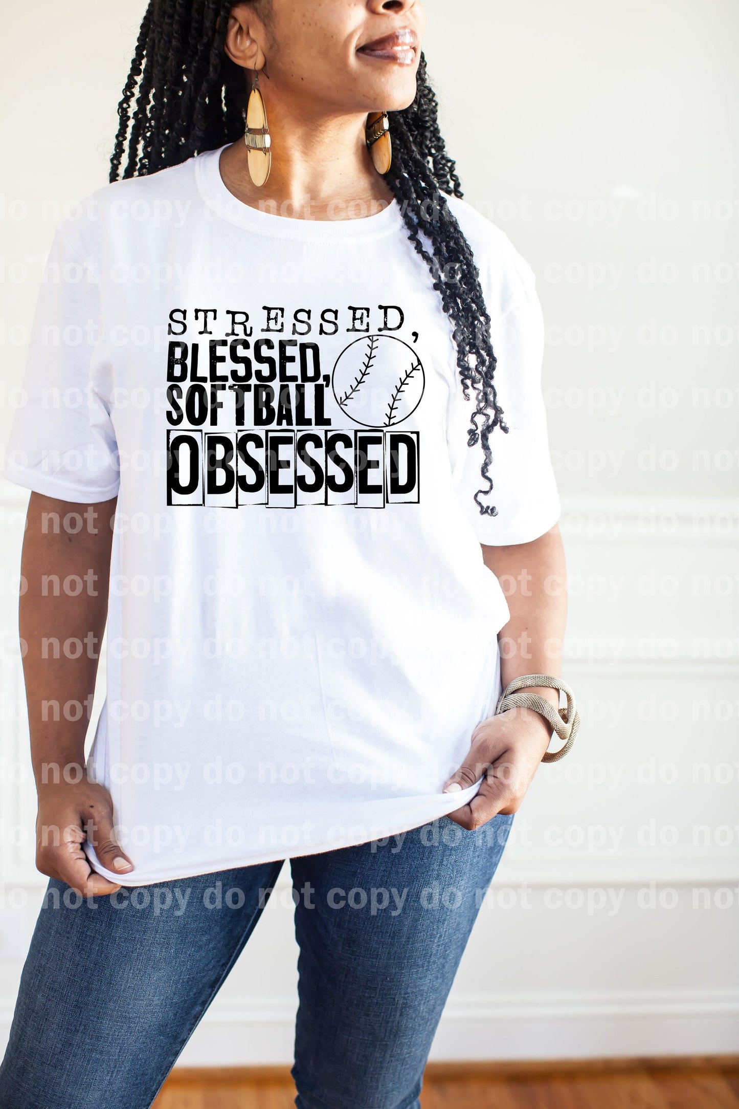Stressed Blessed Softball Obsessed Full Color/One Color Dream Print or Sublimation Print