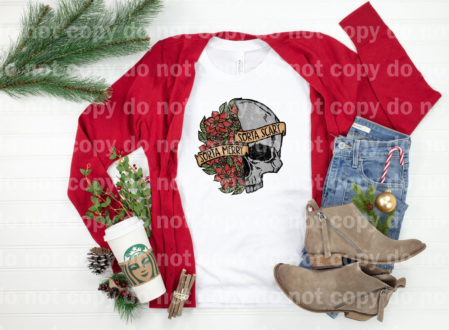 Sorta Merry Sorta Scary Distressed Full Color/One Color Dream Print or Sublimation Print