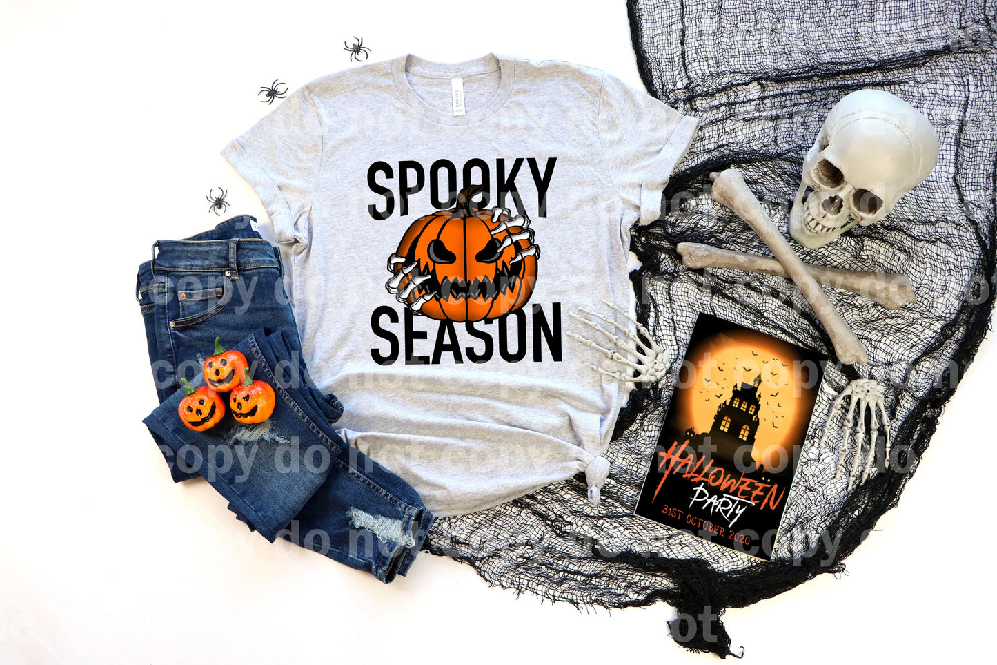 Spooky Season Pumpkin Skellie Hand Full Color/One Color Dream Print or Sublimation Print