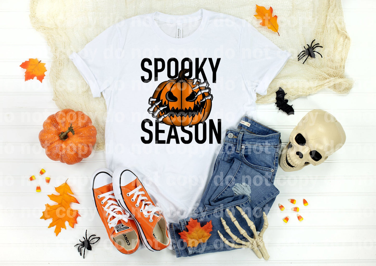 Spooky Season Pumpkin Skellie Hand Full Color/One Color Dream Print o Impresión por sublimación