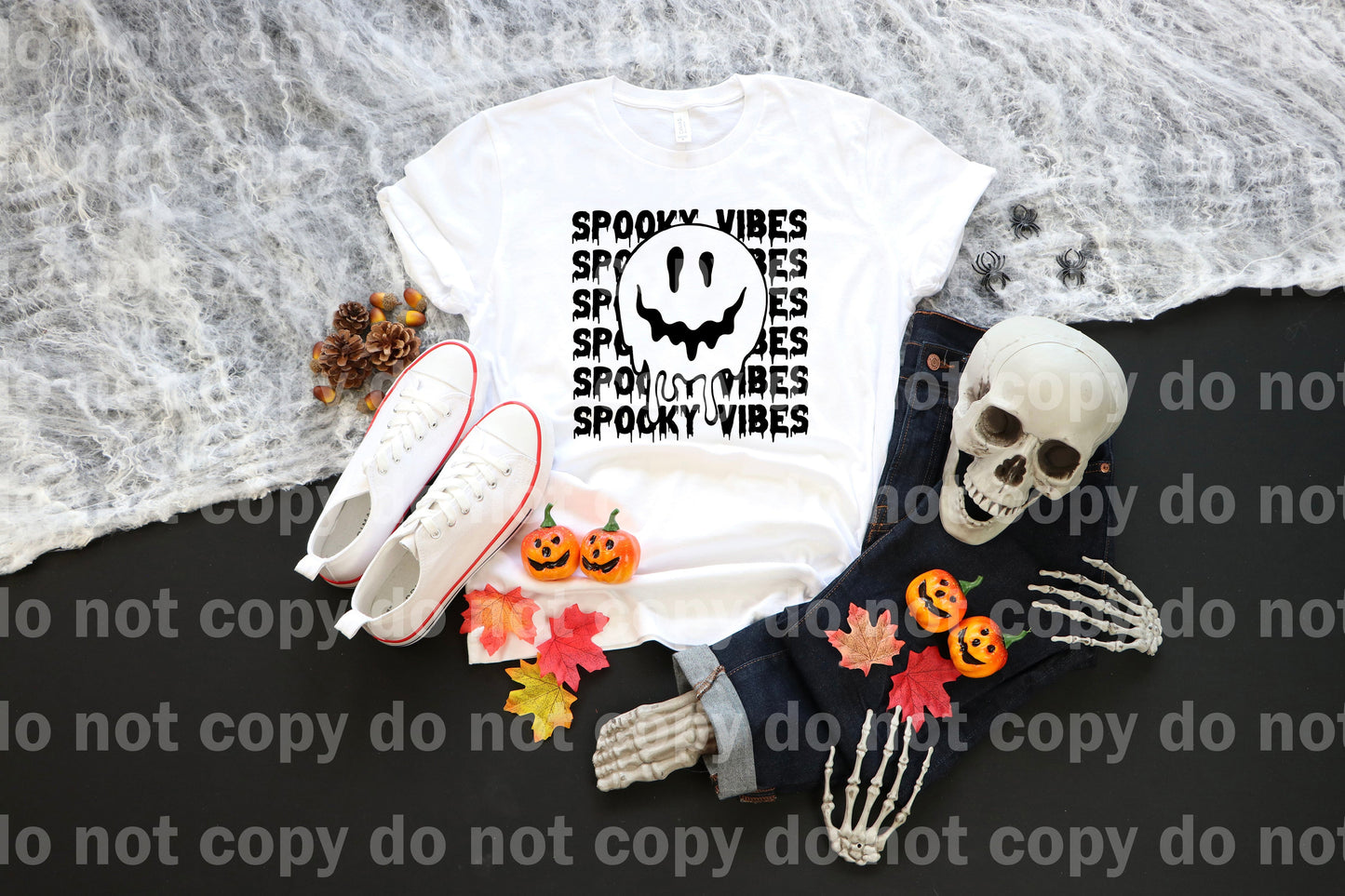 Spooky Vibes Stacked Drippy Smiley Full Color/One Color Dream Print or Sublimation Print