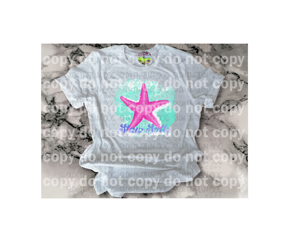 Starfish Pink Blue Dream Print or Sublimation Print