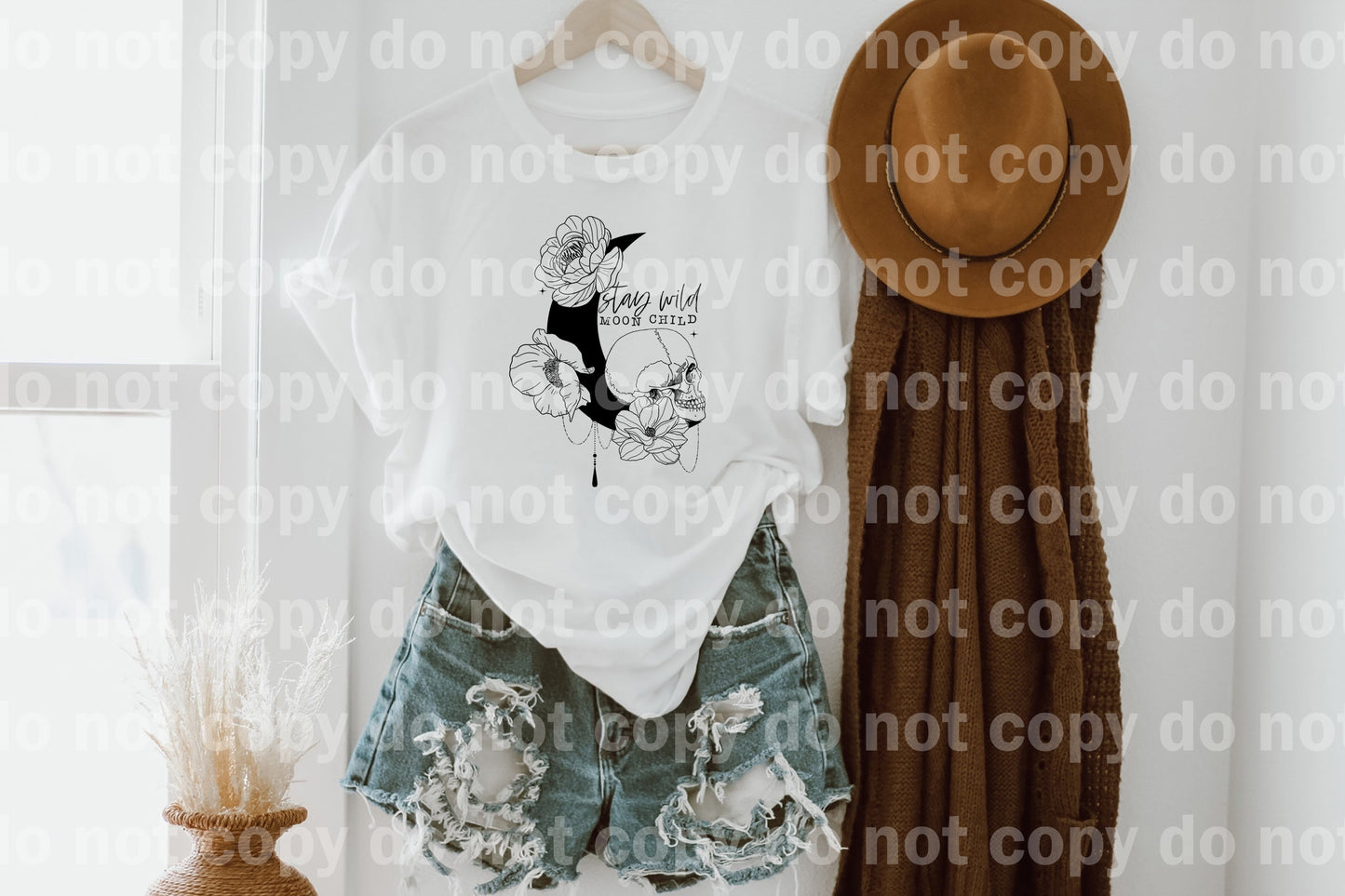 Stay Wild Moon Child Skull And Flowers Dream Print or Sublimation Print