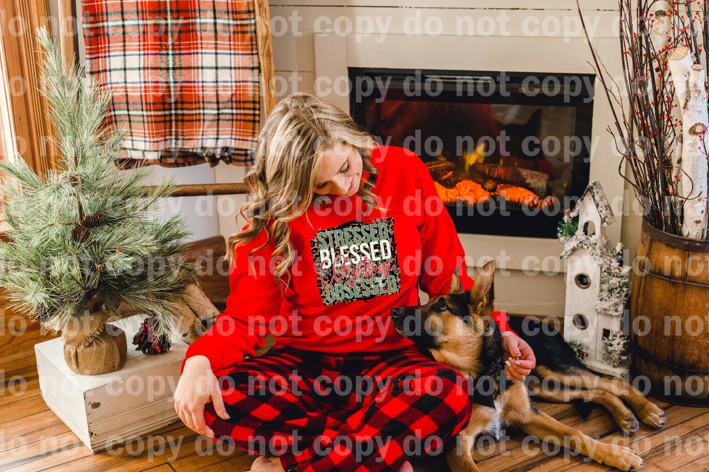 Stressed Blessed Christmas Obsessed Dream Print or Sublimation Print