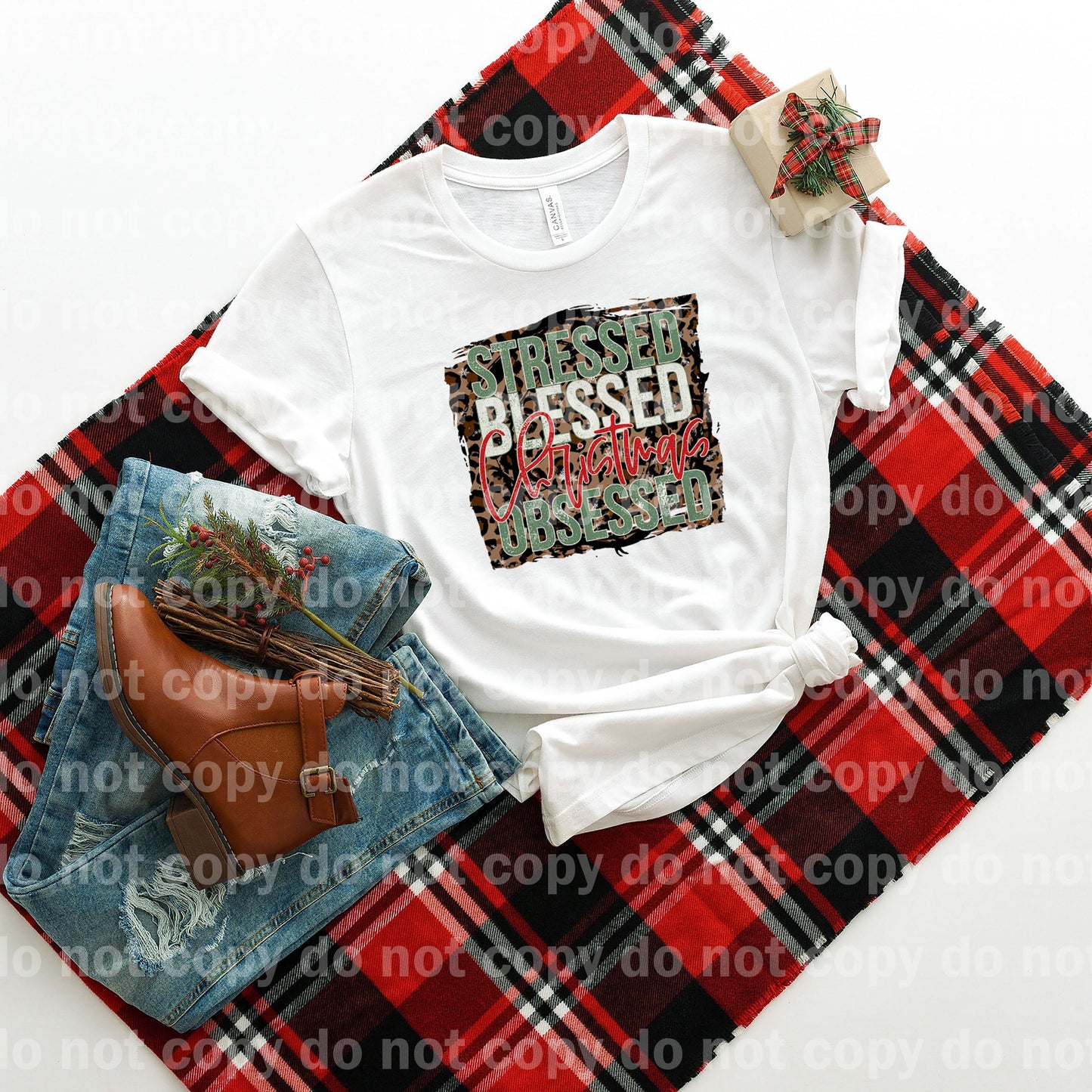 Stressed Blessed Christmas Obsessed Dream Print or Sublimation Print