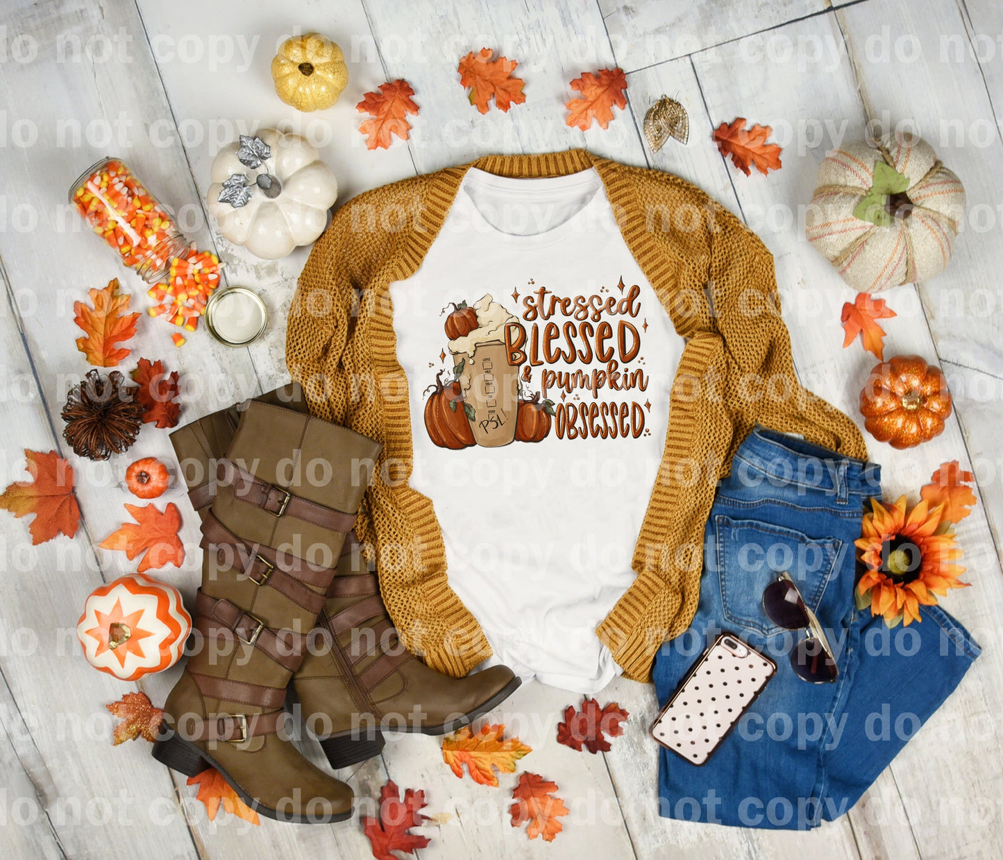Stressed Blessed Pumpkin Obsessed Dream Print or Sublimation Print