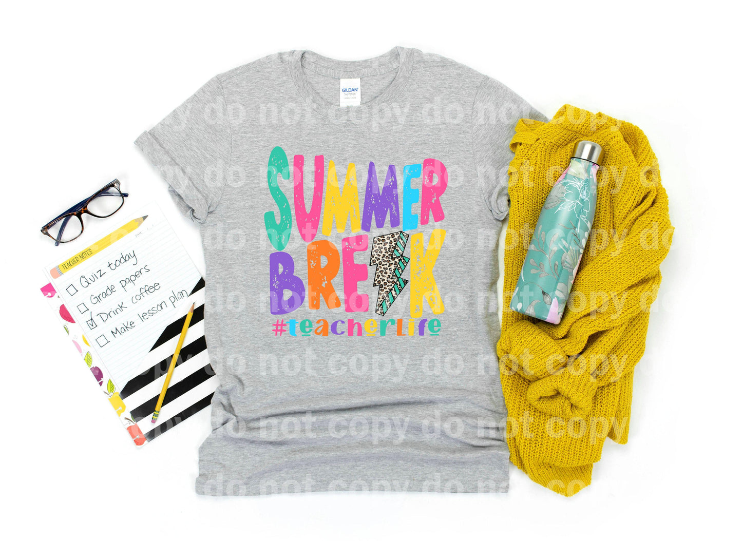 Summer Break Teacher Life Lightning Bolt Colorful Dream Print or Sublimation Print