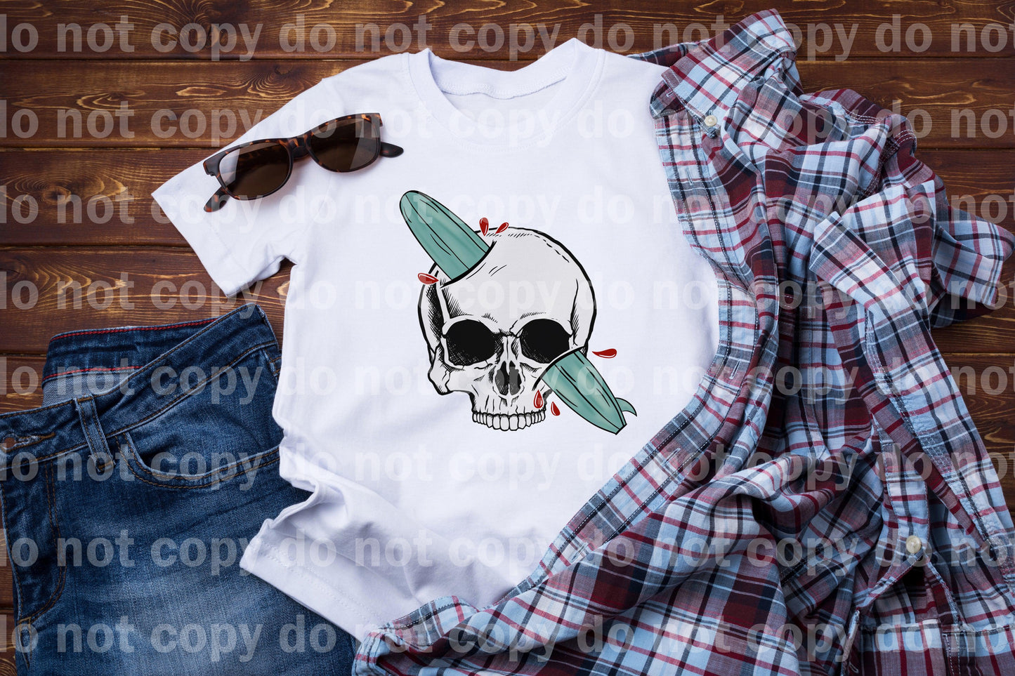Surf Board Skull Full Color/One Color Dream Print or Sublimation Print