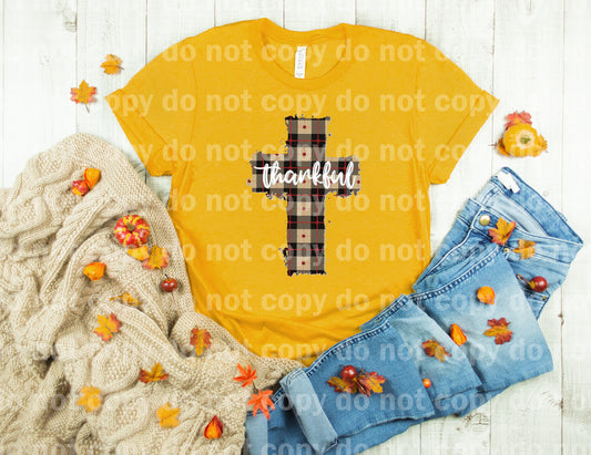 Thankful Brown Black Plaid Cross Dream Print or Sublimation Print