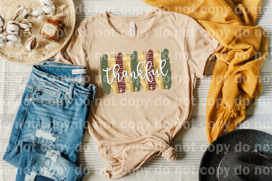 Thankful Brush Stroke Green Gold Red Dream Print or Sublimation Print