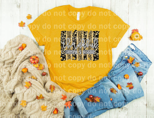 Thankful Grateful Blessed Brush Stroke Gold Black And Leopard Print Dream Print or Sublimation Print