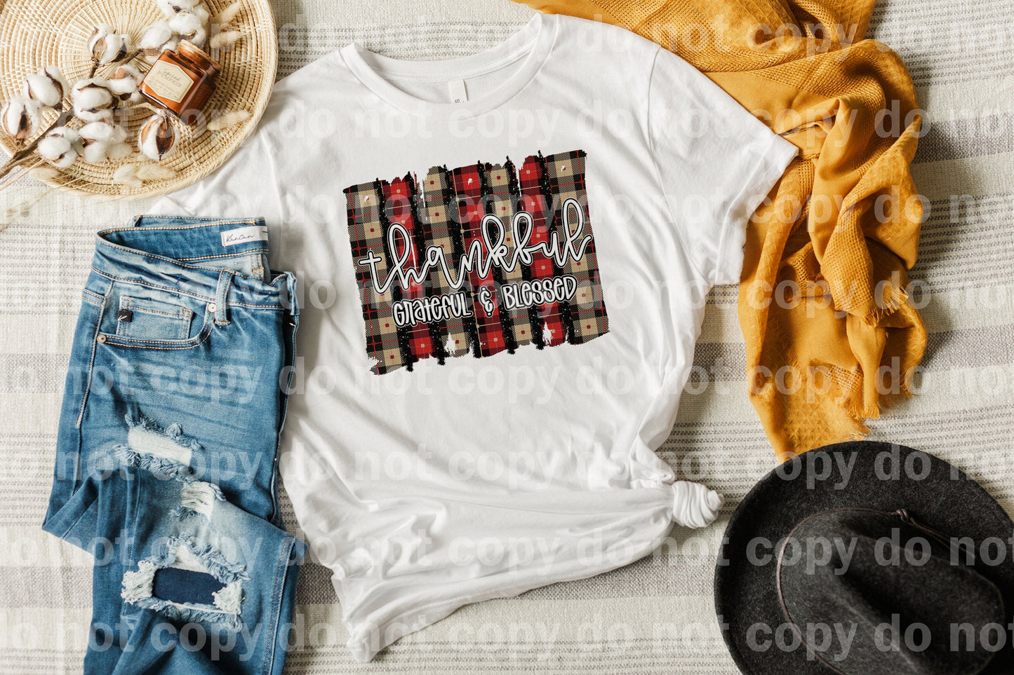Thankful Brush Stroke Red Brown And Black Plaid Dream Print or Sublimation Print