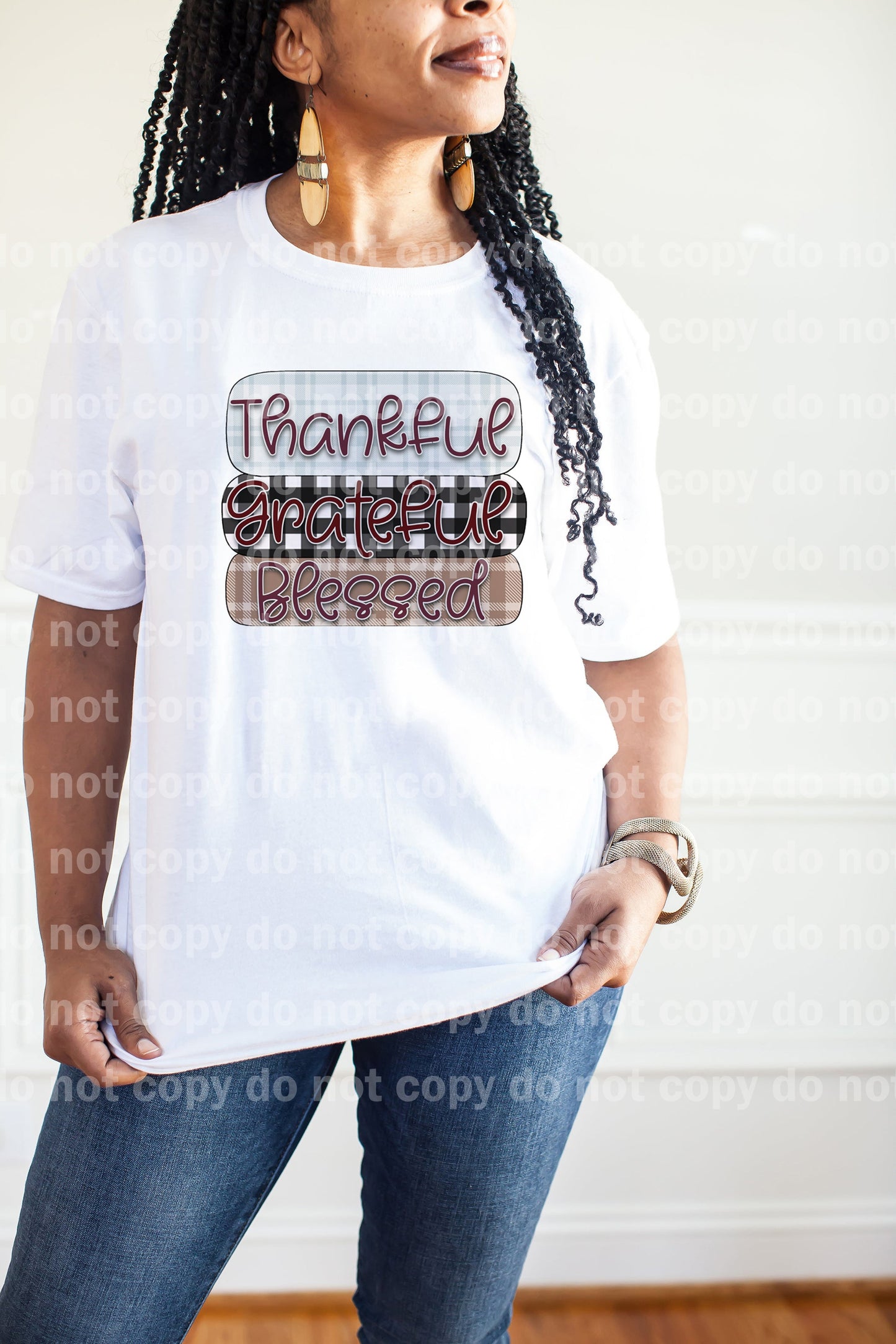 Thankful Grateful Blessed Plaid Dream Print or Sublimation Print