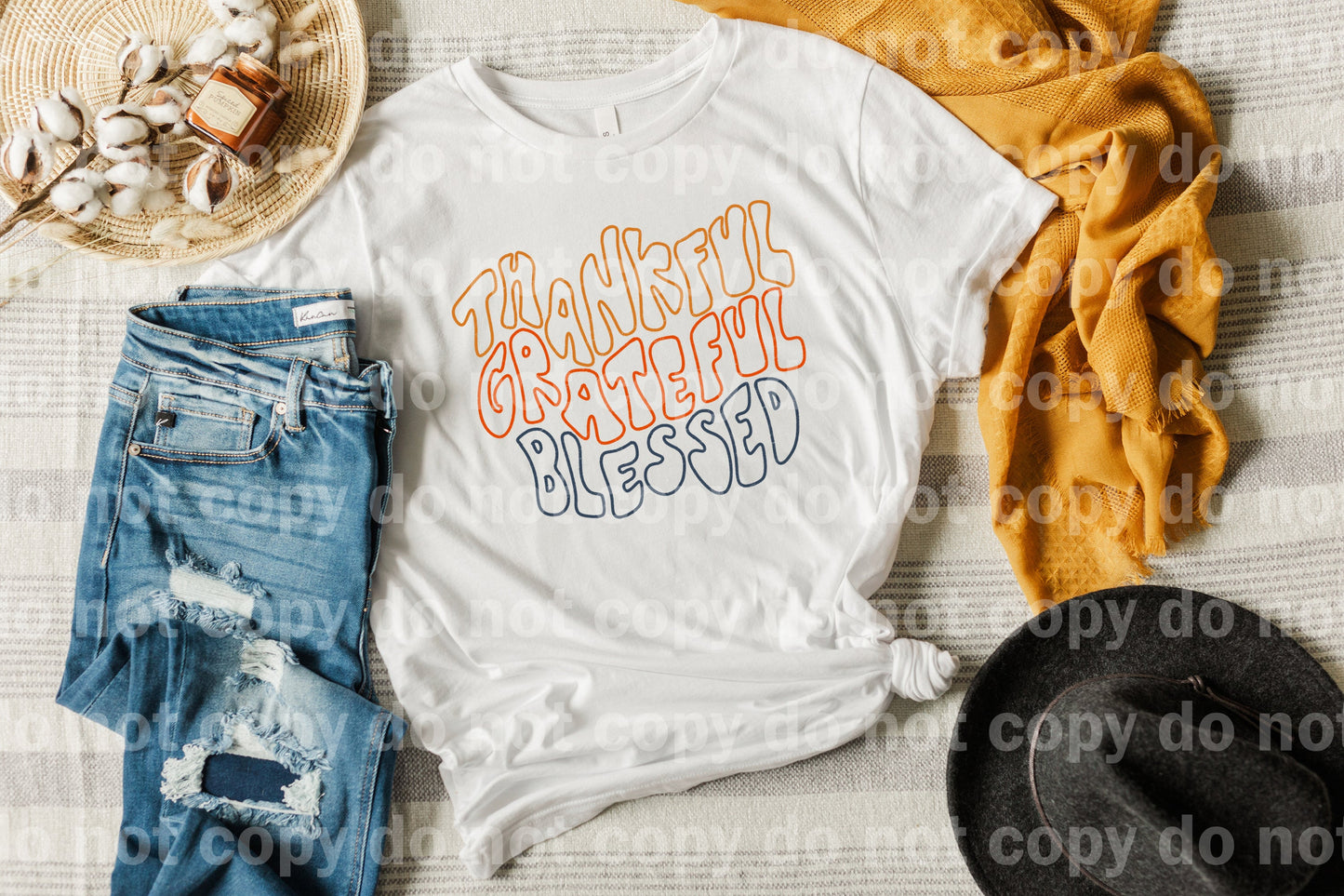 Thankful Grateful Blessed Squiggle Dream Print or Sublimation Print